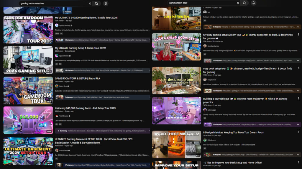 Youtube chambre gaming