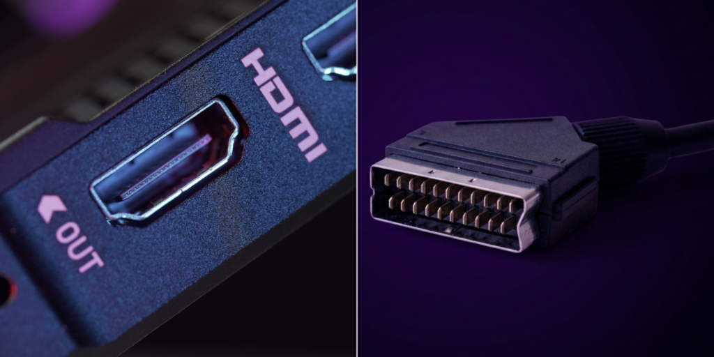 Wie schließt man eine alte Spielkonsole mit Scart-Anschluss an einen Fernseher mit HDMI an?